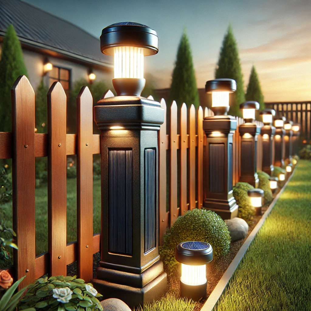 Solar lights for a round fence posts